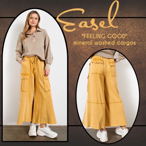 easel Pants & Jumpsuits Easel Feeling Good Cargo Mineral Washed Raw